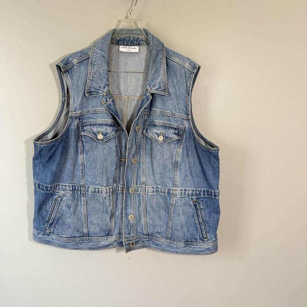 Lane Bryant Denim Vest Trucker Womens Plus Size 22/24 Light Blue